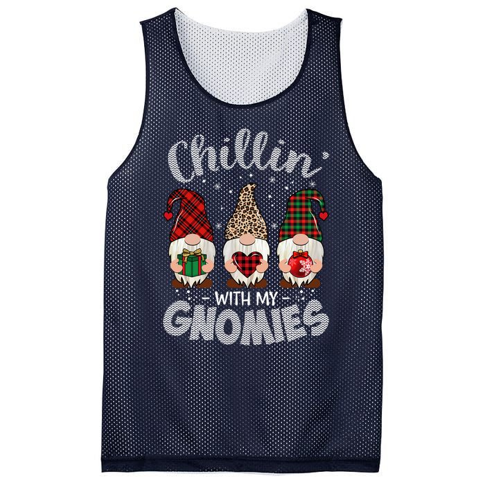 Chillin With My Gnomie Leopard Women Christmas Mesh Reversible Basketball Jersey Tank