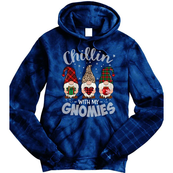 Chillin With My Gnomie Leopard Women Christmas Tie Dye Hoodie