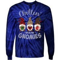 Chillin With My Gnomie Leopard Women Christmas Tie-Dye Long Sleeve Shirt