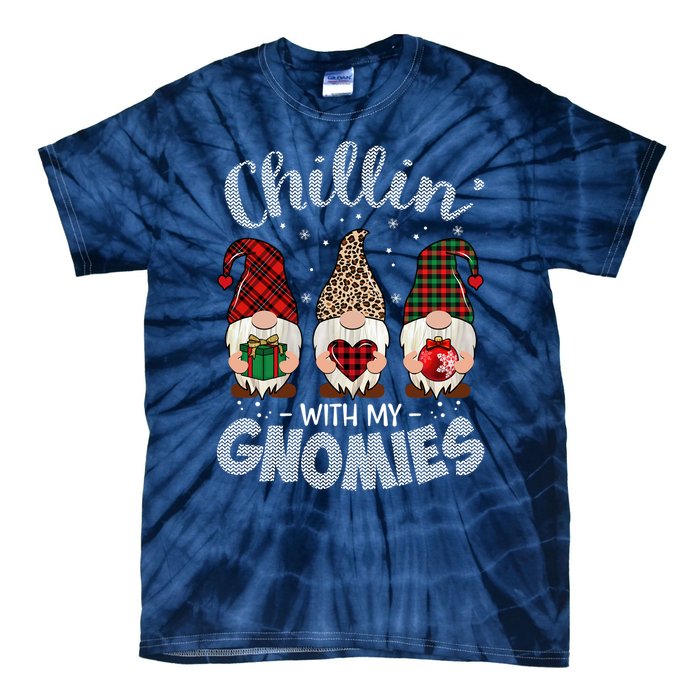 Chillin With My Gnomie Leopard Women Christmas Tie-Dye T-Shirt