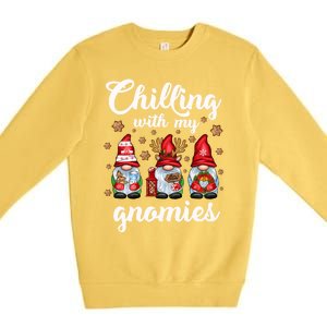 Chillin With My Gnomies Santa Claus Gnomes Groovy Christmas Cool Gift Premium Crewneck Sweatshirt