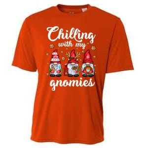 Chillin With My Gnomies Santa Claus Gnomes Groovy Christmas Cool Gift Cooling Performance Crew T-Shirt