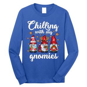 Chillin With My Gnomies Santa Claus Gnomes Groovy Christmas Cool Gift Long Sleeve Shirt