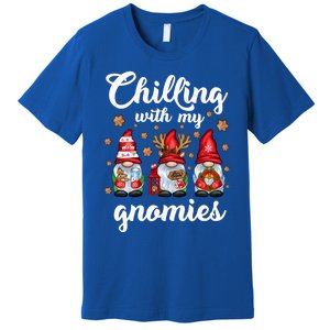 Chillin With My Gnomies Santa Claus Gnomes Groovy Christmas Cool Gift Premium T-Shirt