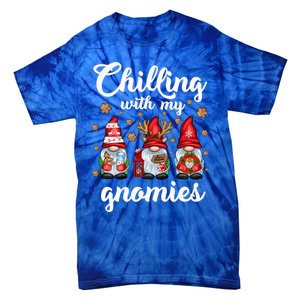 Chillin With My Gnomies Santa Claus Gnomes Groovy Christmas Cool Gift Tie-Dye T-Shirt