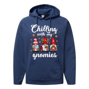 Chillin With My Gnomies Santa Claus Gnomes Groovy Christmas Cool Gift Performance Fleece Hoodie