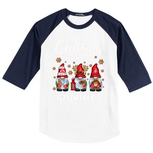 Chillin With My Gnomies Santa Claus Gnomes Groovy Christmas Cool Gift Baseball Sleeve Shirt