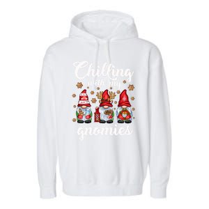 Chillin With My Gnomies Santa Claus Gnomes Groovy Christmas Cool Gift Garment-Dyed Fleece Hoodie