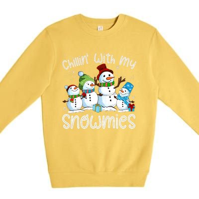 Chillin With My Snowmies Ugly Snowman Christmas Premium Crewneck Sweatshirt