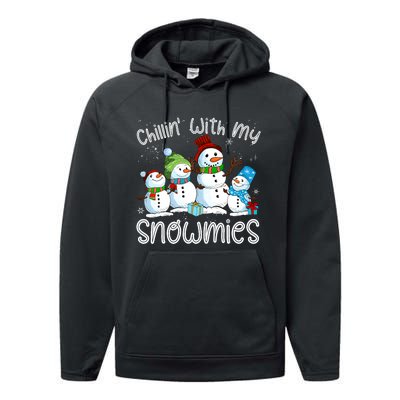 Chillin With My Snowmies Ugly Snowman Christmas Performance Fleece Hoodie