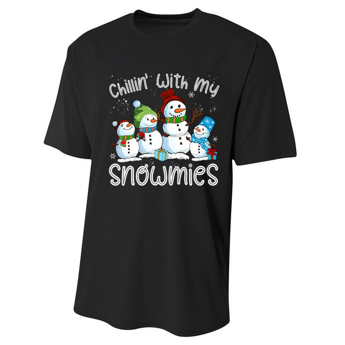 Chillin With My Snowmies Ugly Snowman Christmas Performance Sprint T-Shirt