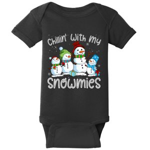 Chillin With My Snowmies Ugly Snowman Christmas Baby Bodysuit