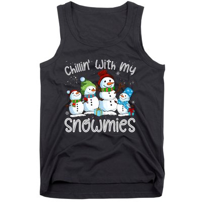 Chillin With My Snowmies Ugly Snowman Christmas Tank Top