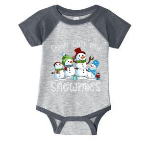 Chillin With My Snowmies Ugly Snowman Christmas Infant Baby Jersey Bodysuit