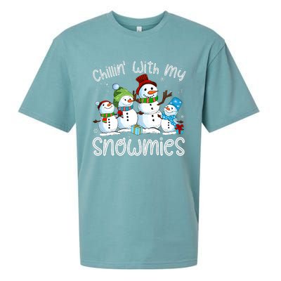 Chillin With My Snowmies Ugly Snowman Christmas Sueded Cloud Jersey T-Shirt