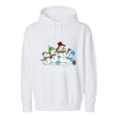 Chillin With My Snowmies Ugly Snowman Christmas Garment-Dyed Fleece Hoodie