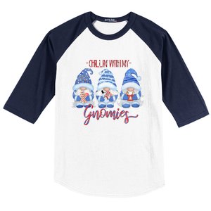 Chillin With My Gnomies Funny Gnome Christmas Meaningful Gift Baseball Sleeve Shirt