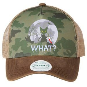 Cat What? Murderous Black Cat With Knife Halloween Costume Legacy Tie Dye Trucker Hat