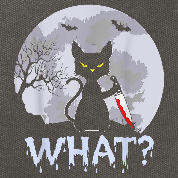 Cat What? Murderous Black Cat With Knife Halloween Costume Cotton Canvas Backpack