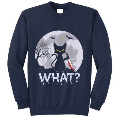 Cat What? Murderous Black Cat With Knife Halloween Costume Sweatshirt