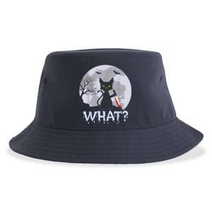 Cat What? Murderous Black Cat With Knife Halloween Costume Sustainable Bucket Hat