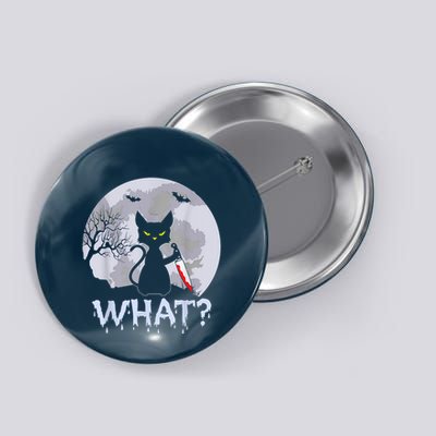 Cat What? Murderous Black Cat With Knife Halloween Costume Button