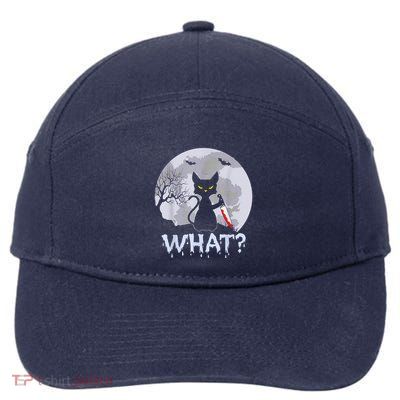 Cat What? Murderous Black Cat With Knife Halloween Costume 7-Panel Snapback Hat