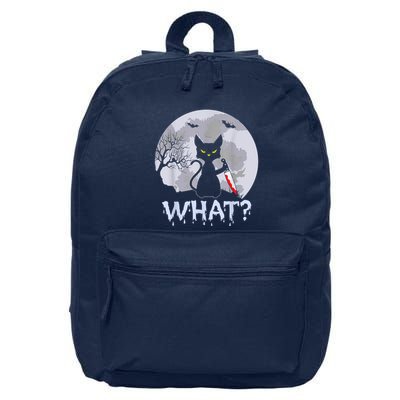 Cat What? Murderous Black Cat With Knife Halloween Costume 16 in Basic Backpack