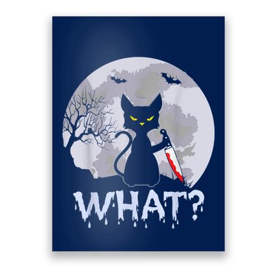 Cat What? Murderous Black Cat With Knife Halloween Costume Poster