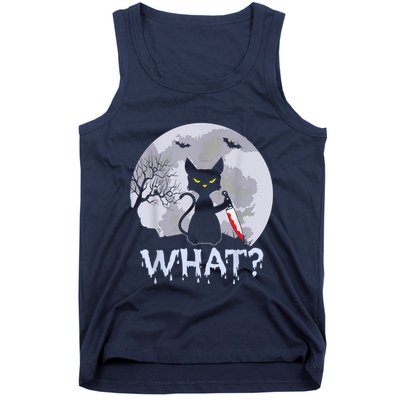 Cat What? Murderous Black Cat With Knife Halloween Costume Tank Top