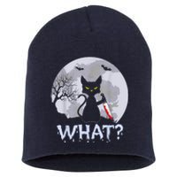 Cat What? Murderous Black Cat With Knife Halloween Costume Short Acrylic Beanie