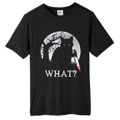 Cat What Murderous Black Cat With Knife Halloween Costume Tall Fusion ChromaSoft Performance T-Shirt