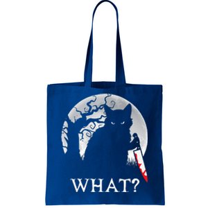 Cat What Murderous Black Cat With Knife Halloween Costume Tote Bag