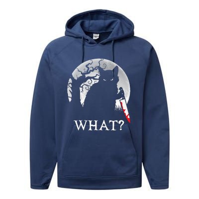 Cat What Murderous Black Cat With Knife Halloween Costume Performance Fleece Hoodie