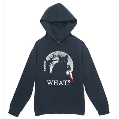 Cat What Murderous Black Cat With Knife Halloween Costume Urban Pullover Hoodie