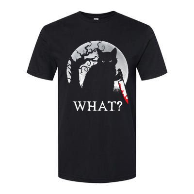 Cat What Murderous Black Cat With Knife Halloween Costume Softstyle CVC T-Shirt