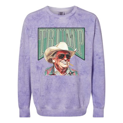 Cowboy Western Make America Great Trump Daddy Colorblast Crewneck Sweatshirt