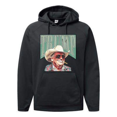 Cowboy Western Make America Great Trump Daddy Performance Fleece Hoodie