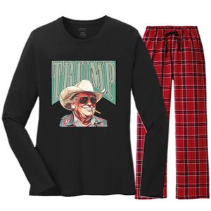 Cowboy Western Make America Great Trump Daddy Women's Long Sleeve Flannel Pajama Set 