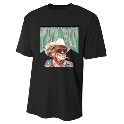 Cowboy Western Make America Great Trump Daddy Performance Sprint T-Shirt