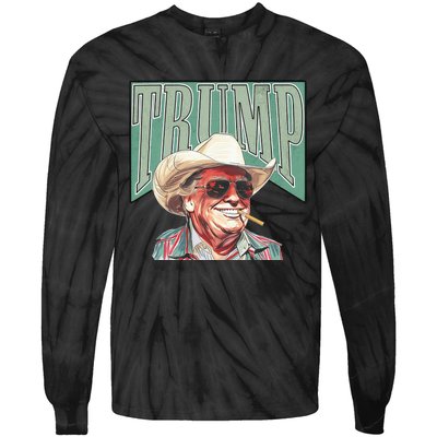 Cowboy Western Make America Great Trump Daddy Tie-Dye Long Sleeve Shirt