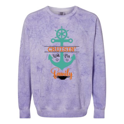 Cruisin With My Family Vacation Squad Gift Colorblast Crewneck Sweatshirt