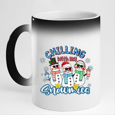 Chillin With My Snowmies Santa Snow Gift Ugly Christmas Funny Gift 11oz Black Color Changing Mug