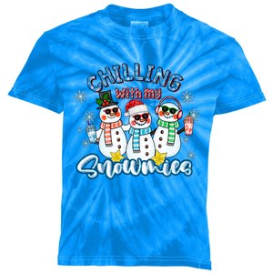 Chillin With My Snowmies Santa Snow Gift Ugly Christmas Funny Gift Kids Tie-Dye T-Shirt