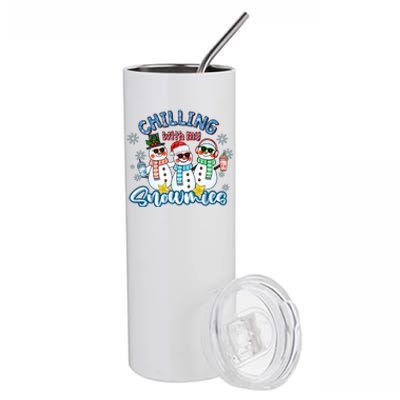 Chillin With My Snowmies Santa Snow Gift Ugly Christmas Funny Gift Stainless Steel Tumbler