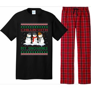 Chillin' With My Snowmies Snow Ugly Christmas Sweater Great Gift Pajama Set