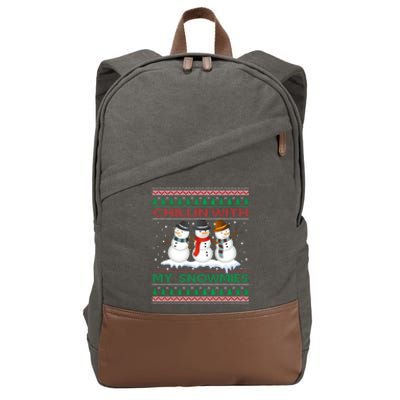 Chillin' With My Snowmies Snow Ugly Christmas Sweater Great Gift Cotton Canvas Backpack