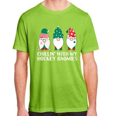 Chilling With My Hockey Gnomies Funny Gnome Pun Xmas Pajamas Gift Adult ChromaSoft Performance T-Shirt