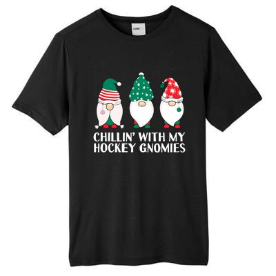 Chilling With My Hockey Gnomies Funny Gnome Pun Xmas Pajamas Gift Tall Fusion ChromaSoft Performance T-Shirt