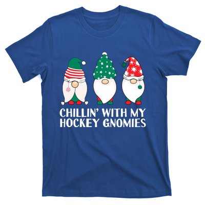 Chilling With My Hockey Gnomies Funny Gnome Pun Xmas Pajamas Gift T-Shirt